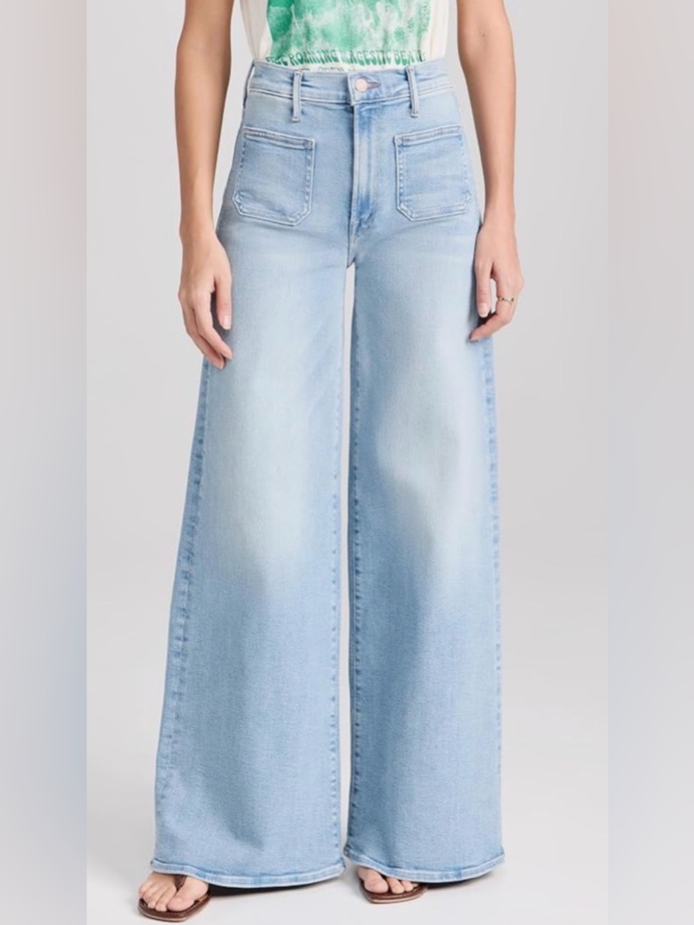 MOTHER Undercover Sneak Patch Pocket Wide Leg Jeans, Size 34